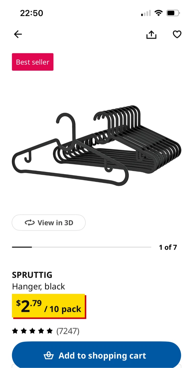 IKEA SPRUTTIG Hangers, Black (10 pack)
