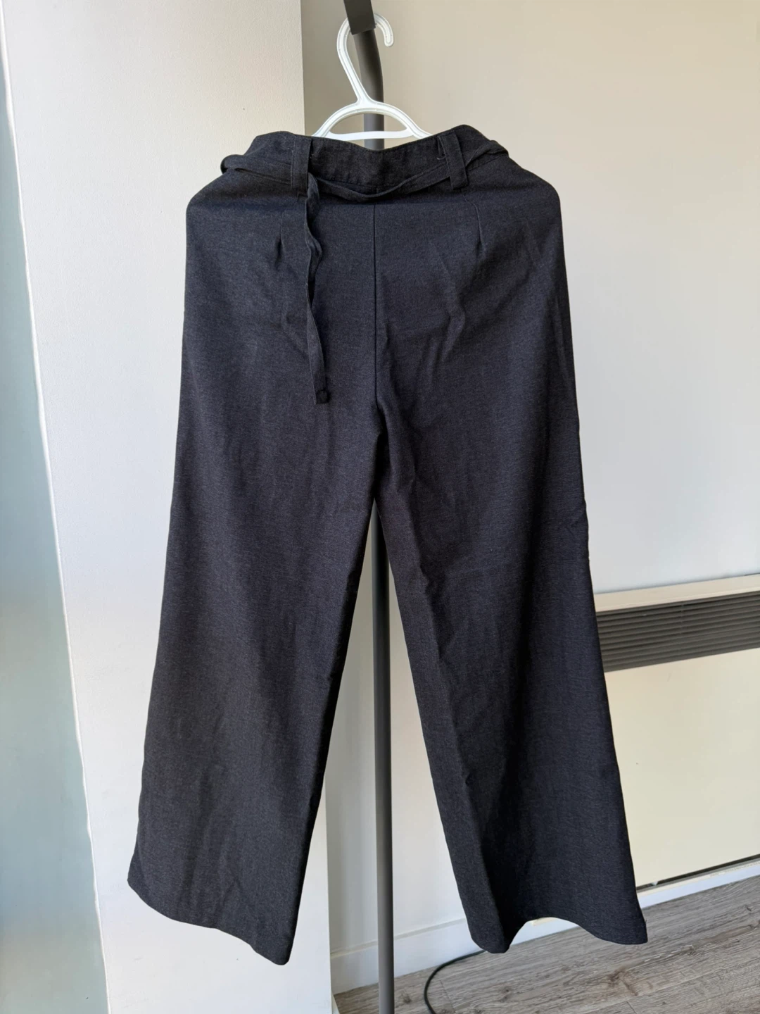 Dark Grey Wide Leg Pants with Belt - photo 2