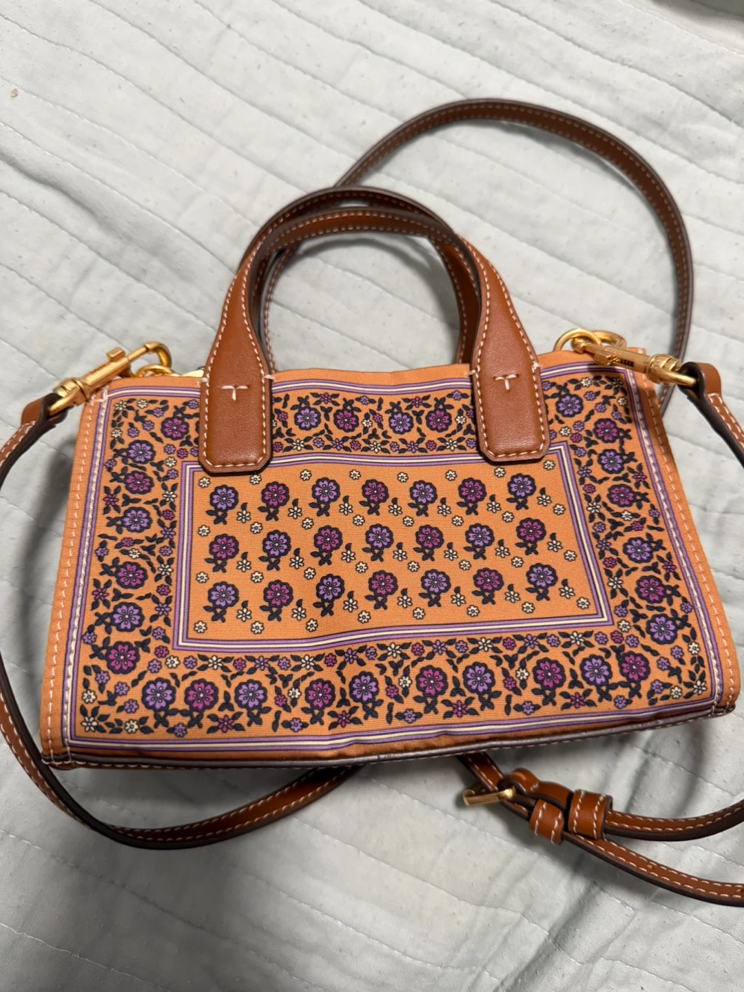 Tory Burch Mini Tote Bag - Orange Floral - photo 2