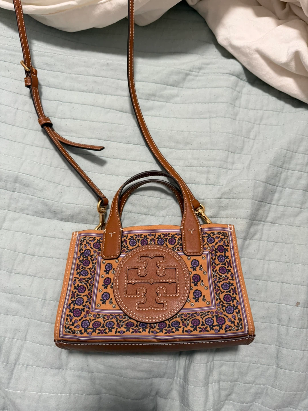Tory Burch Mini Tote Bag - Orange Floral - photo 5