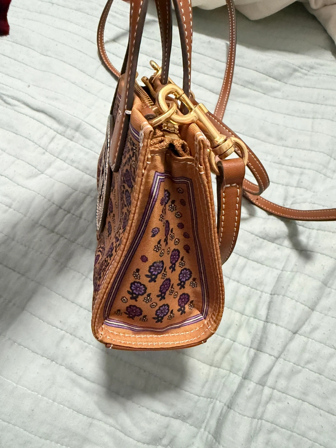 Tory Burch Mini Tote Bag - Orange Floral - photo 3