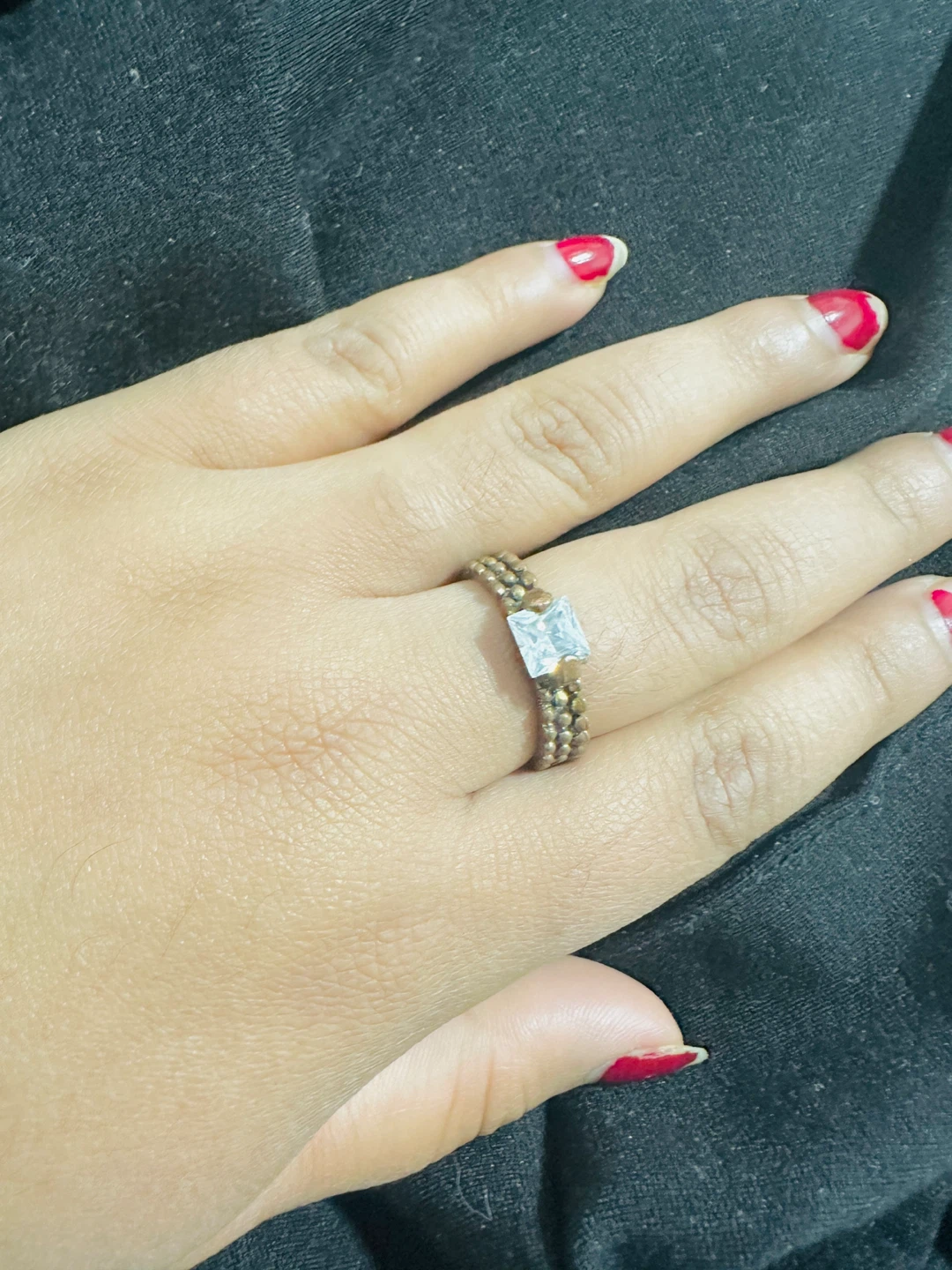 Vintage antique vintage Ring with Square Crystal Accent