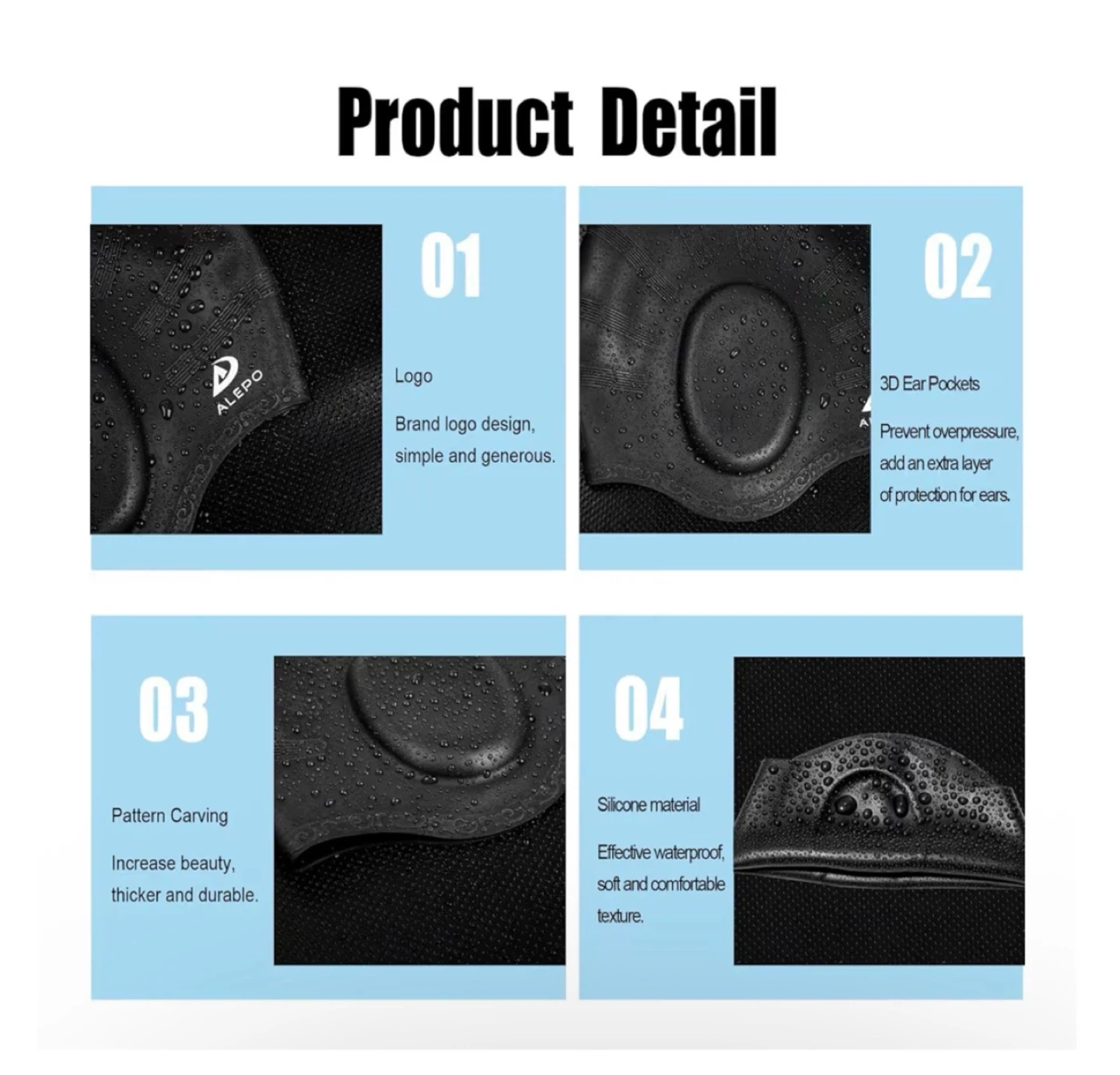 Brand new 2 Pack Unisex Swim Caps with 3D Ear Protection - photo 4
