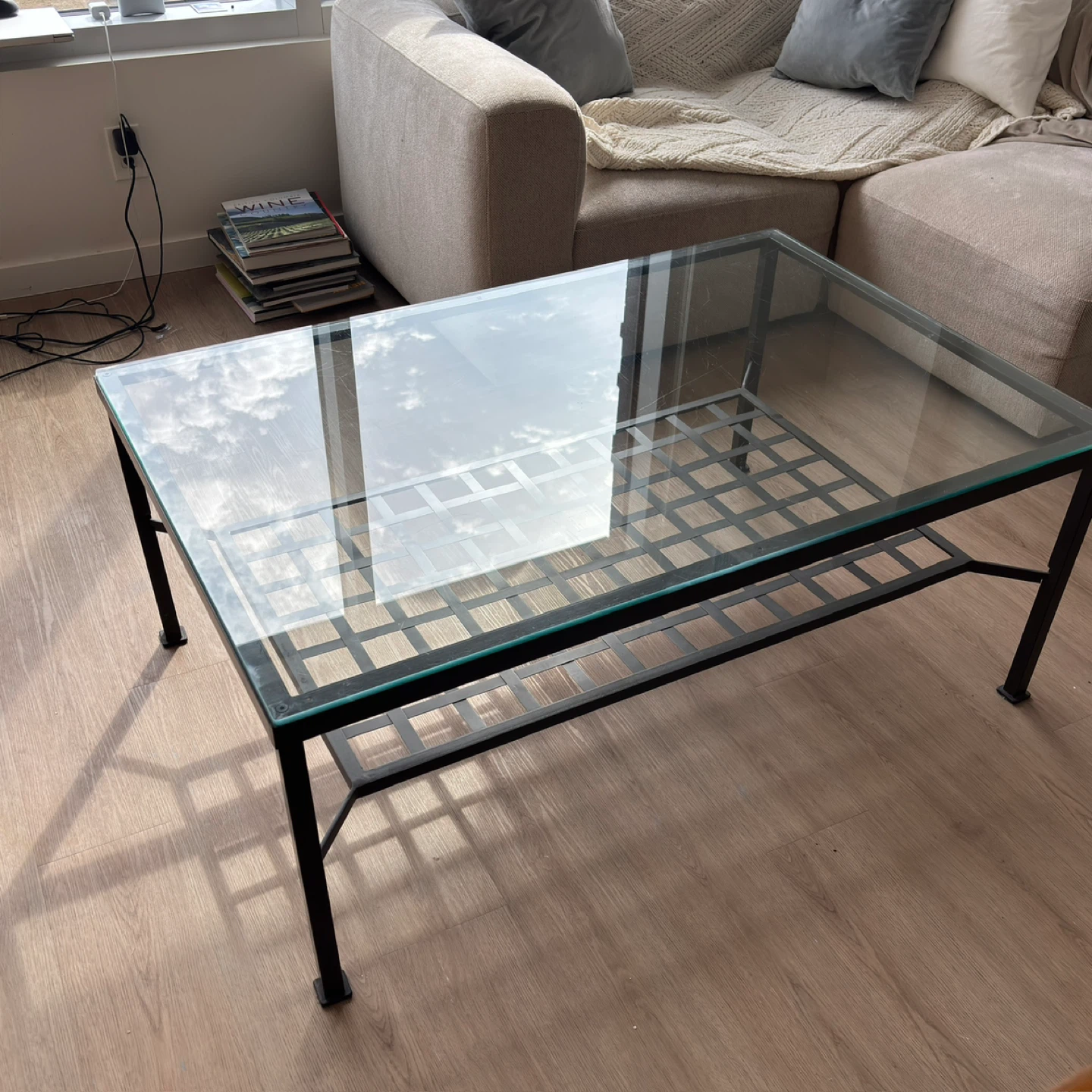 Glass Coffee Table with Metal Frame - photo 3