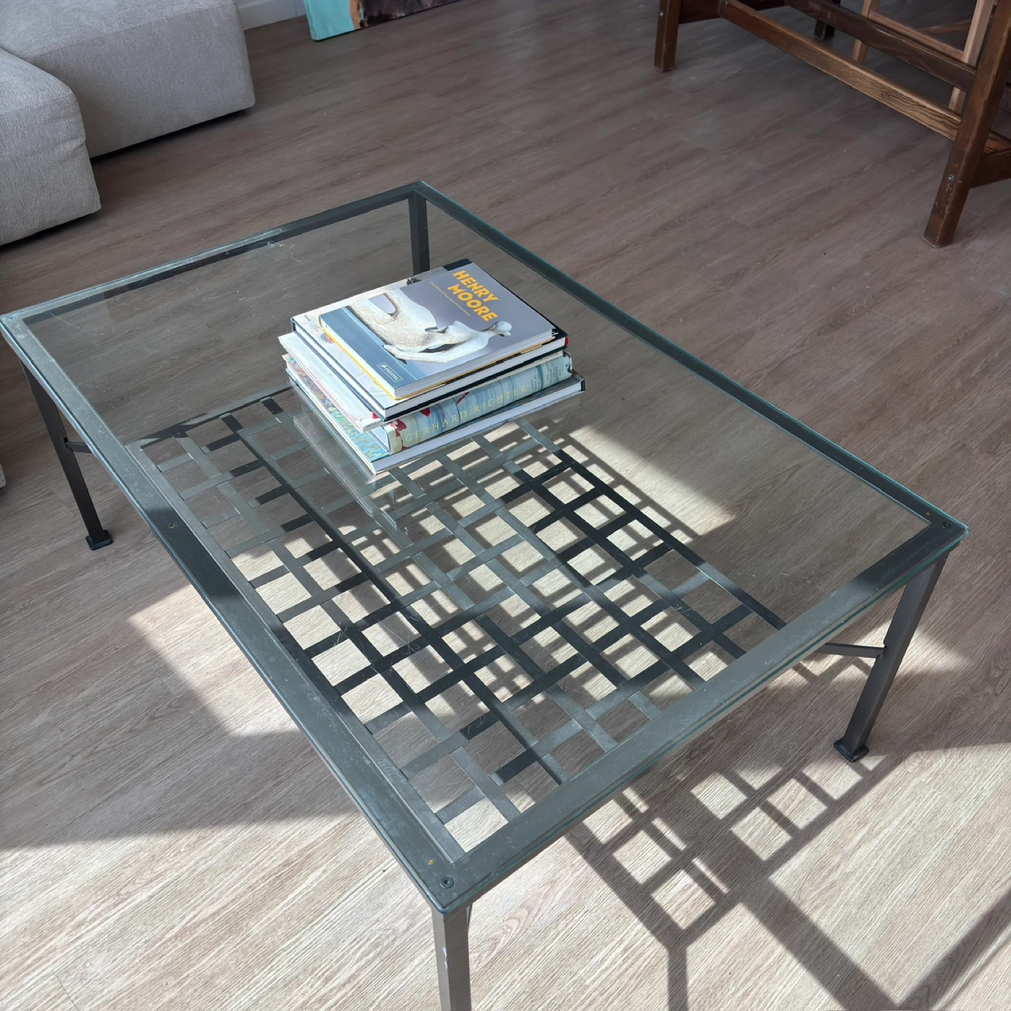 Glass Coffee Table with Metal Frame - photo 4