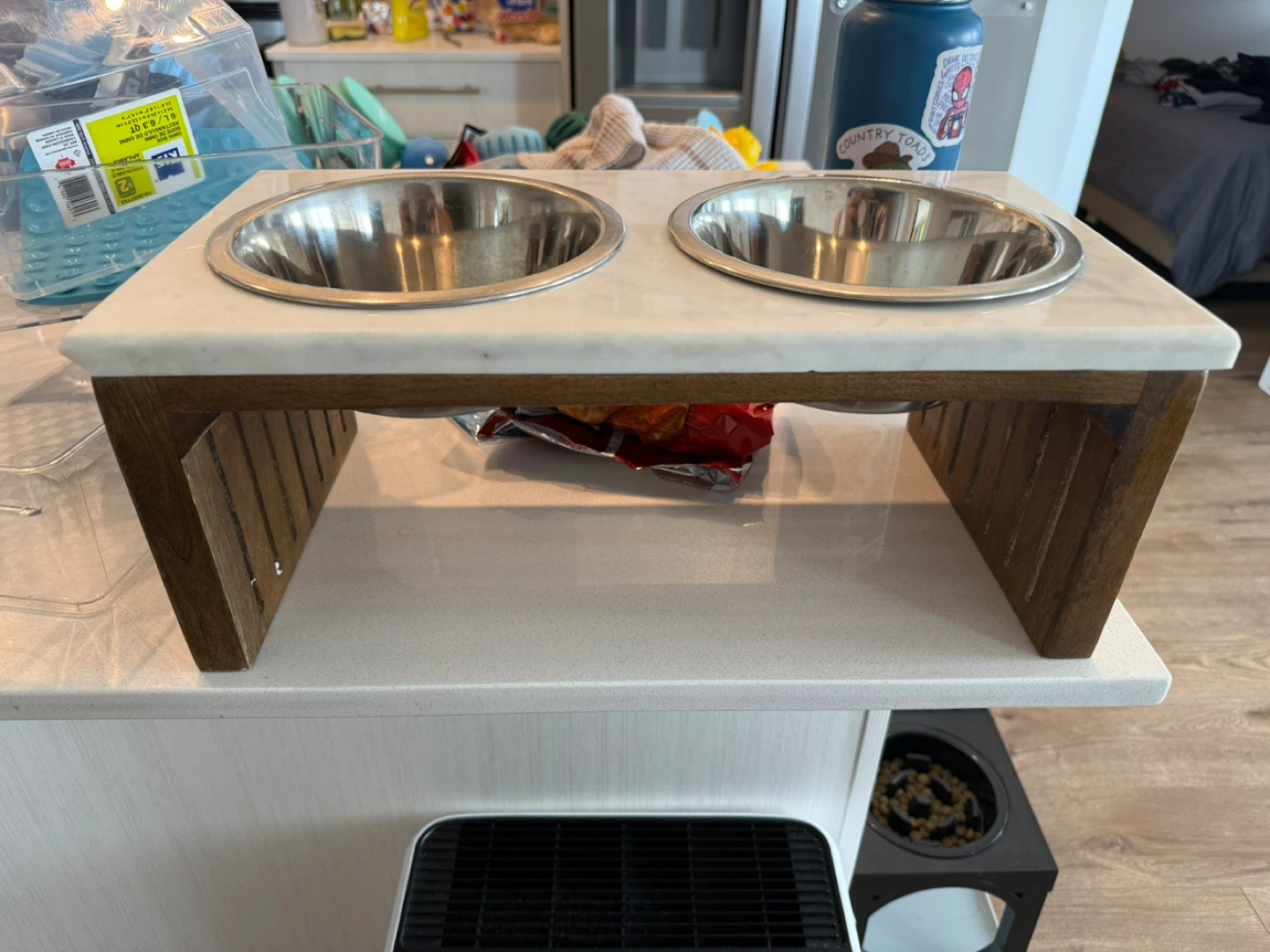 Raised Pet Bowls with Marble Top - photo 2