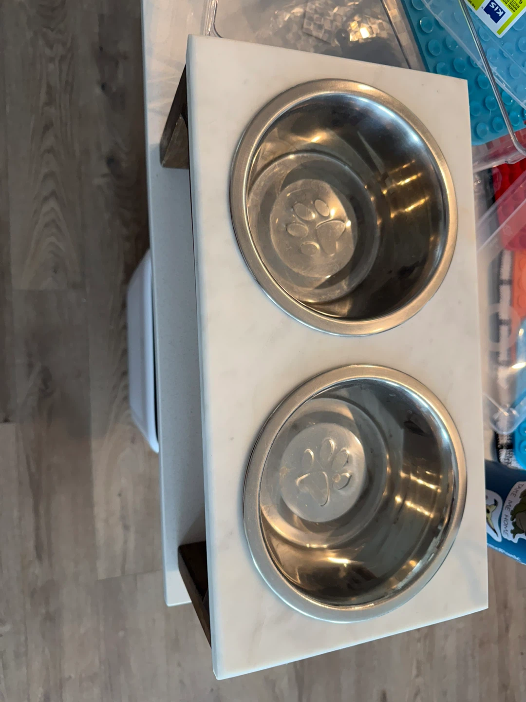 Raised Pet Bowls with Marble Top