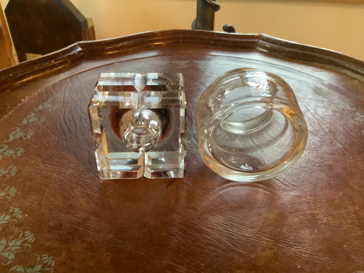 Two Antique/Vintage Crystal & Glass Inkwells 🐞 - photo 4