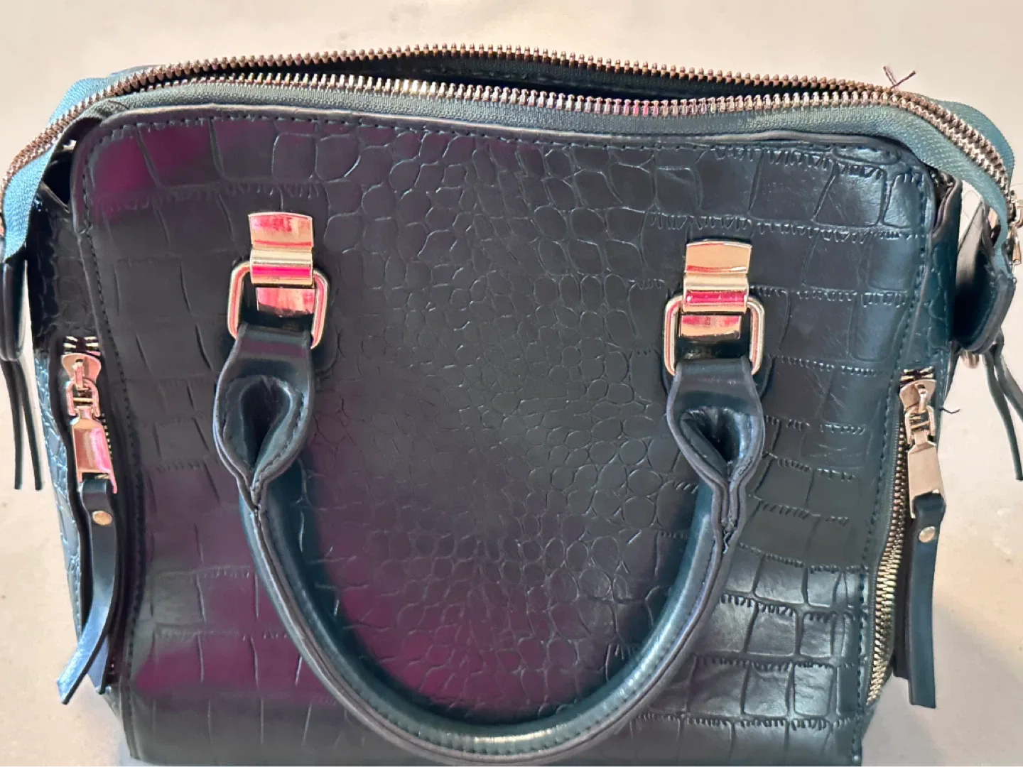 Teal Faux Croc Handbag - photo 3