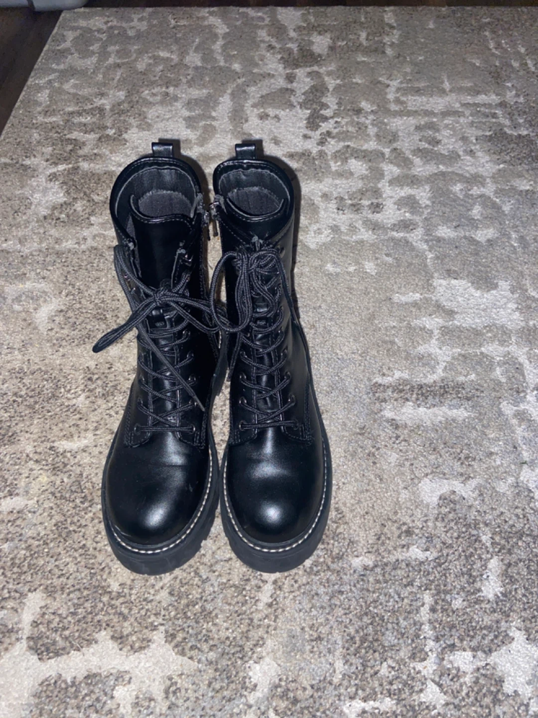 Black Combat Boots Size 7.5 - photo 2
