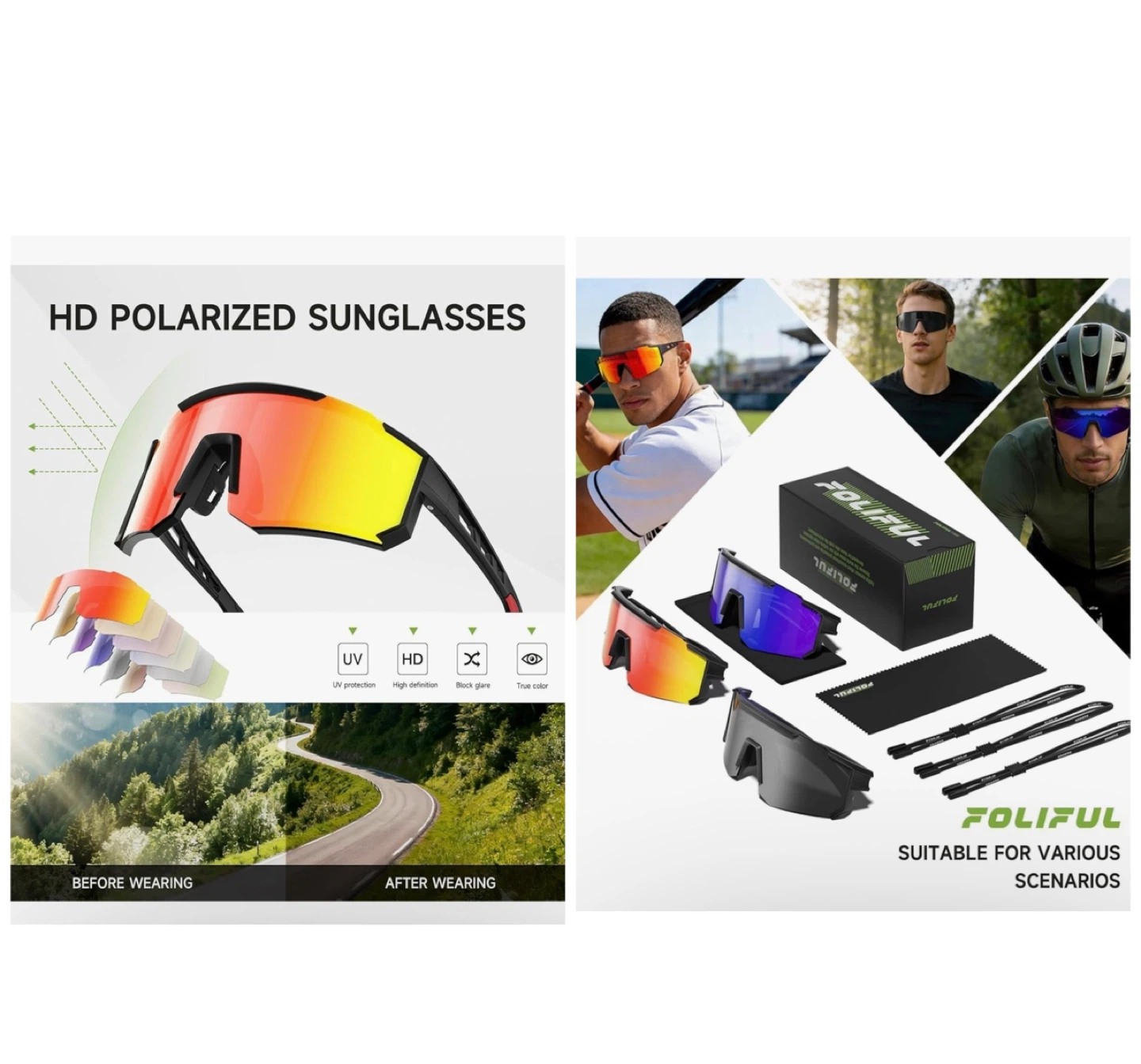 Brand new 3 Pack Polarized Sports Sunglasses Men Women - photo 5