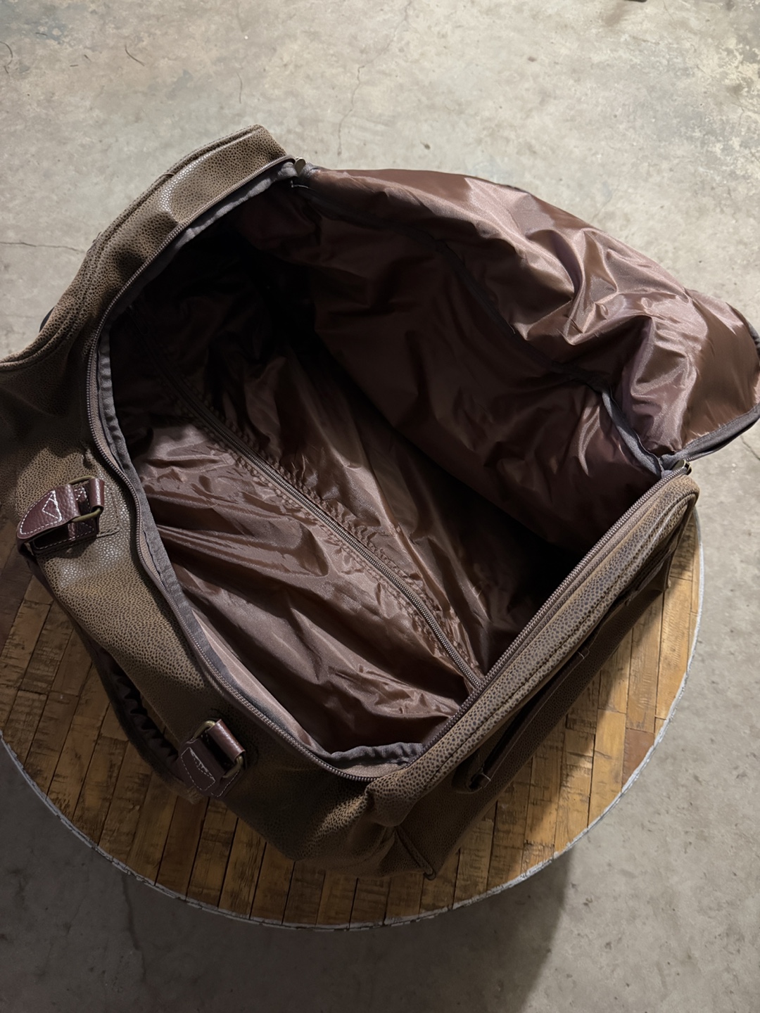 Brown Faux Leather Duffle Bag with Wheels - photo 2