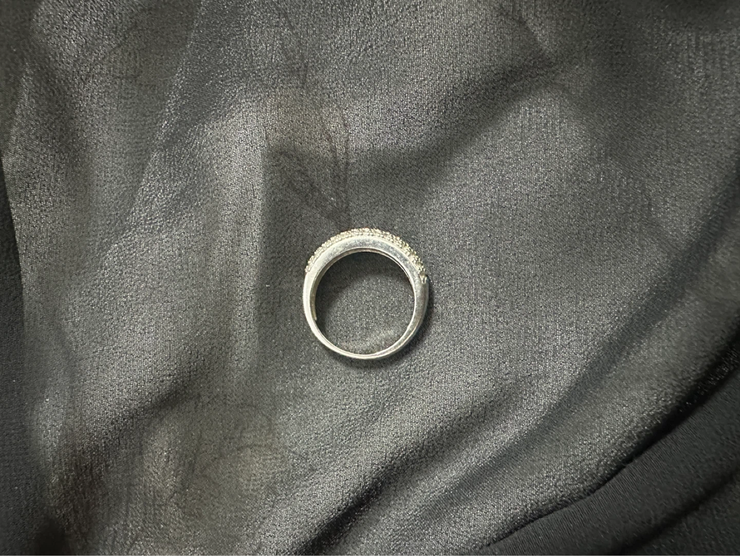 Pave Diamond stone Band Ring Sterling Silver - photo 3