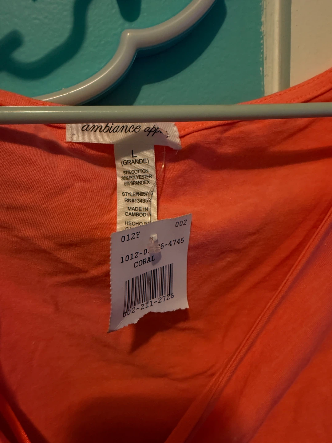 Ambiance Apparel Coral Cropped Top - Size L - photo 2