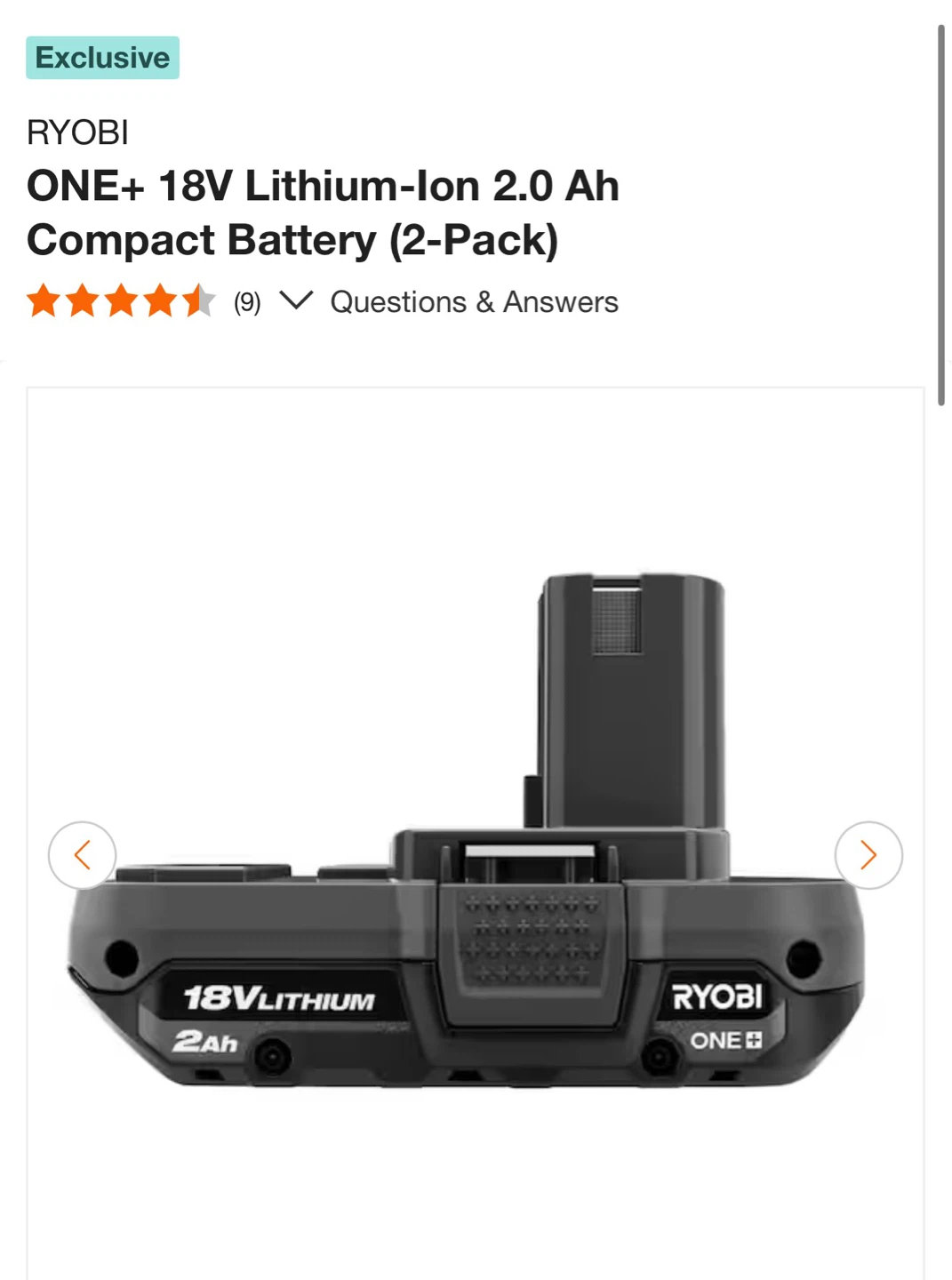 Ryobi ONE+ 18V Lithium-ion 2.0 Ah Compact Battery (2-Pack) - photo 2