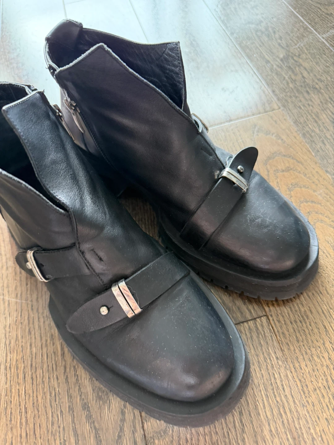 Black Leather Ankle Boots - Size 37 - photo 2