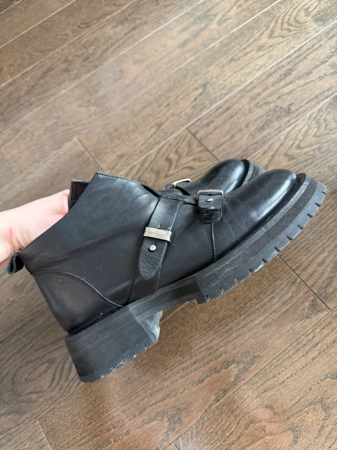 Black Leather Ankle Boots - Size 37 - photo 3