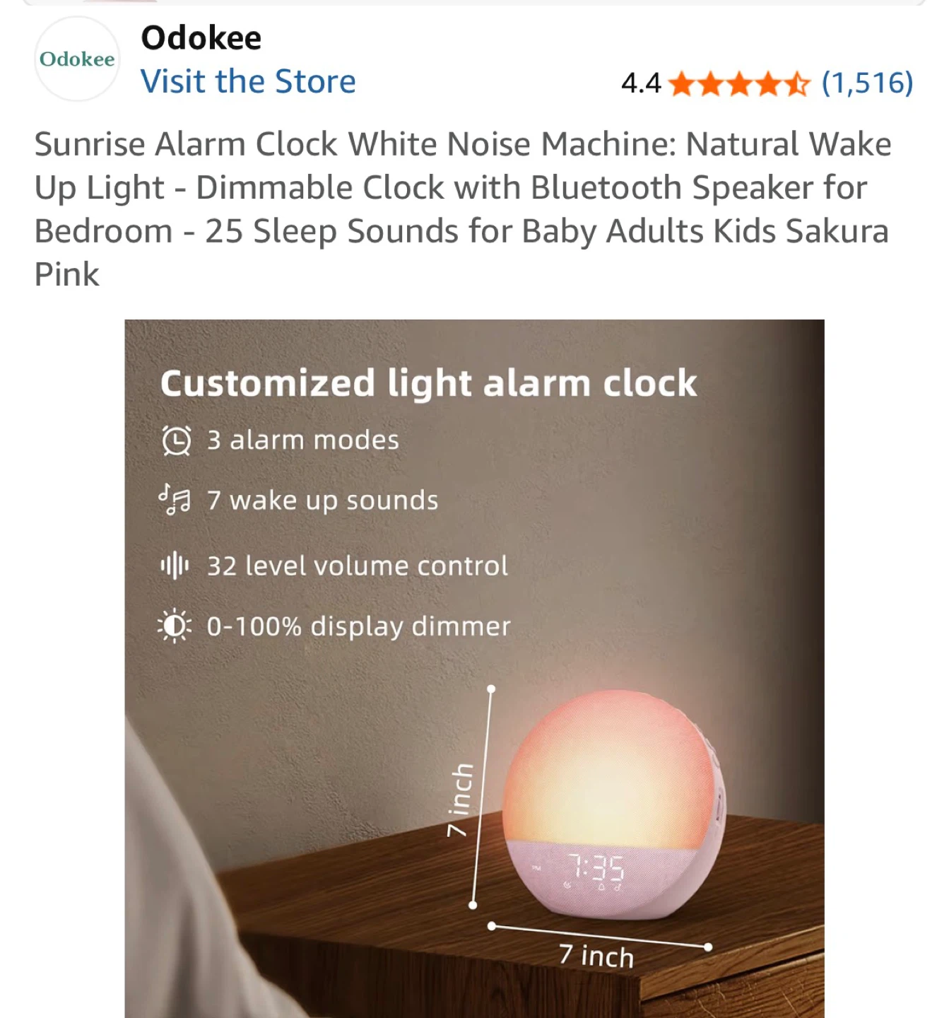Odokee H03 Sunrise Alarm Clock White Noise Machine - photo 3