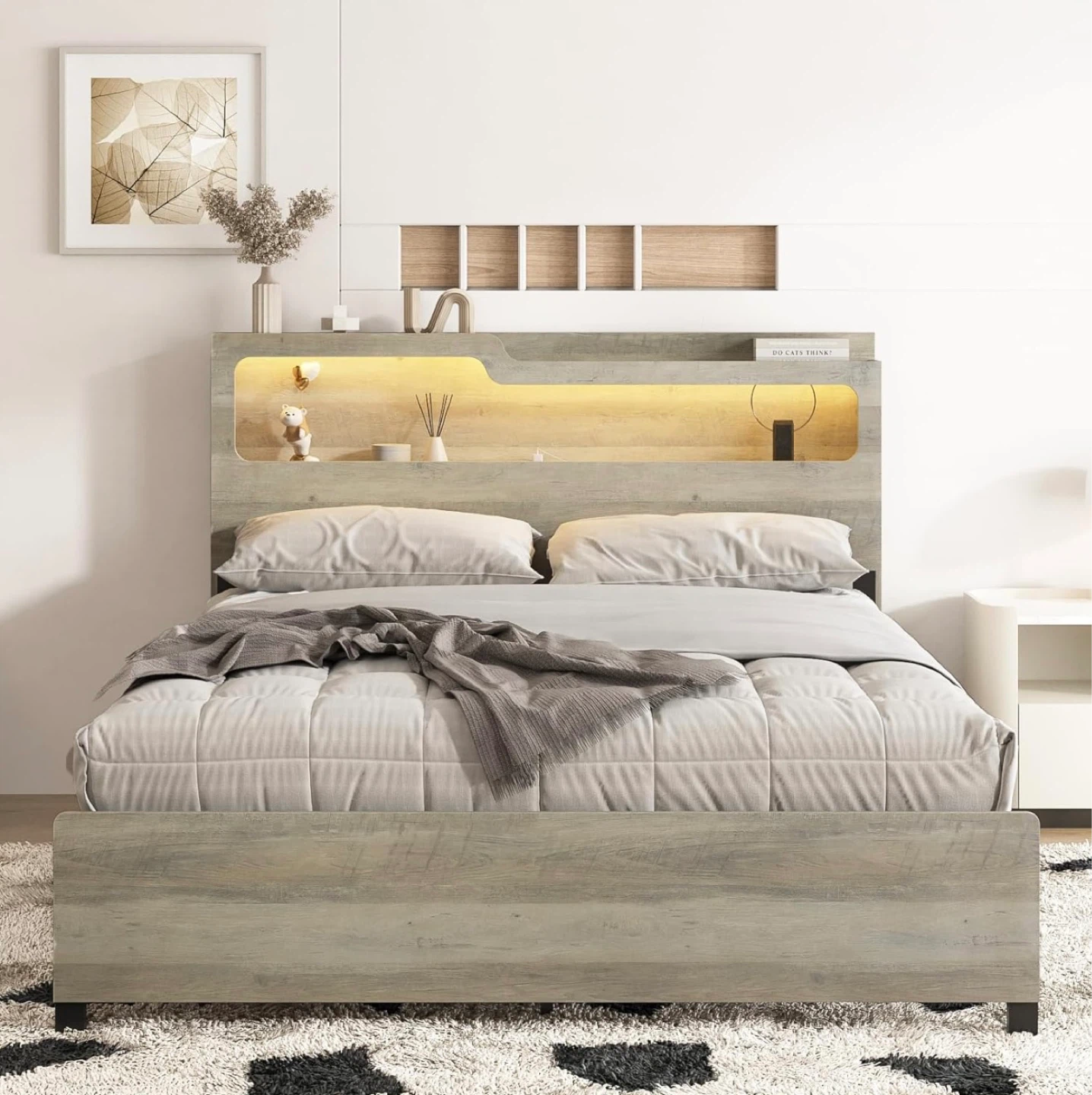 Full Size Bed Frame with Charging Station & LED Lights - photo 3