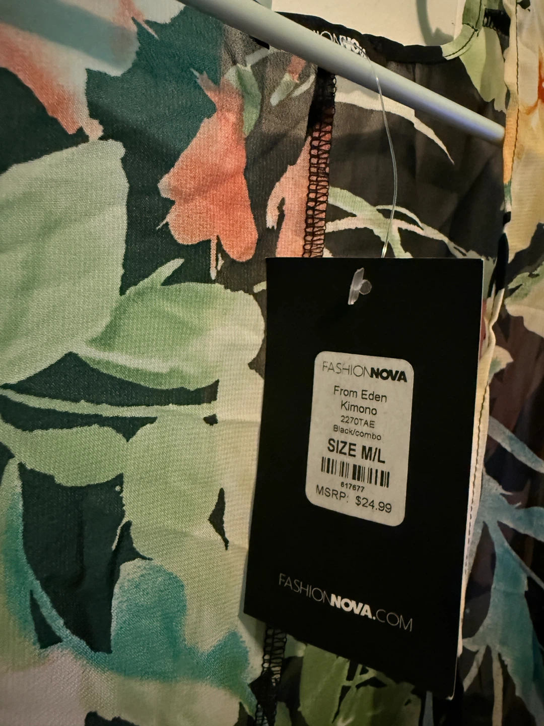 Fashion Nova Kimono Black/Floral Print Size M/L - photo 2