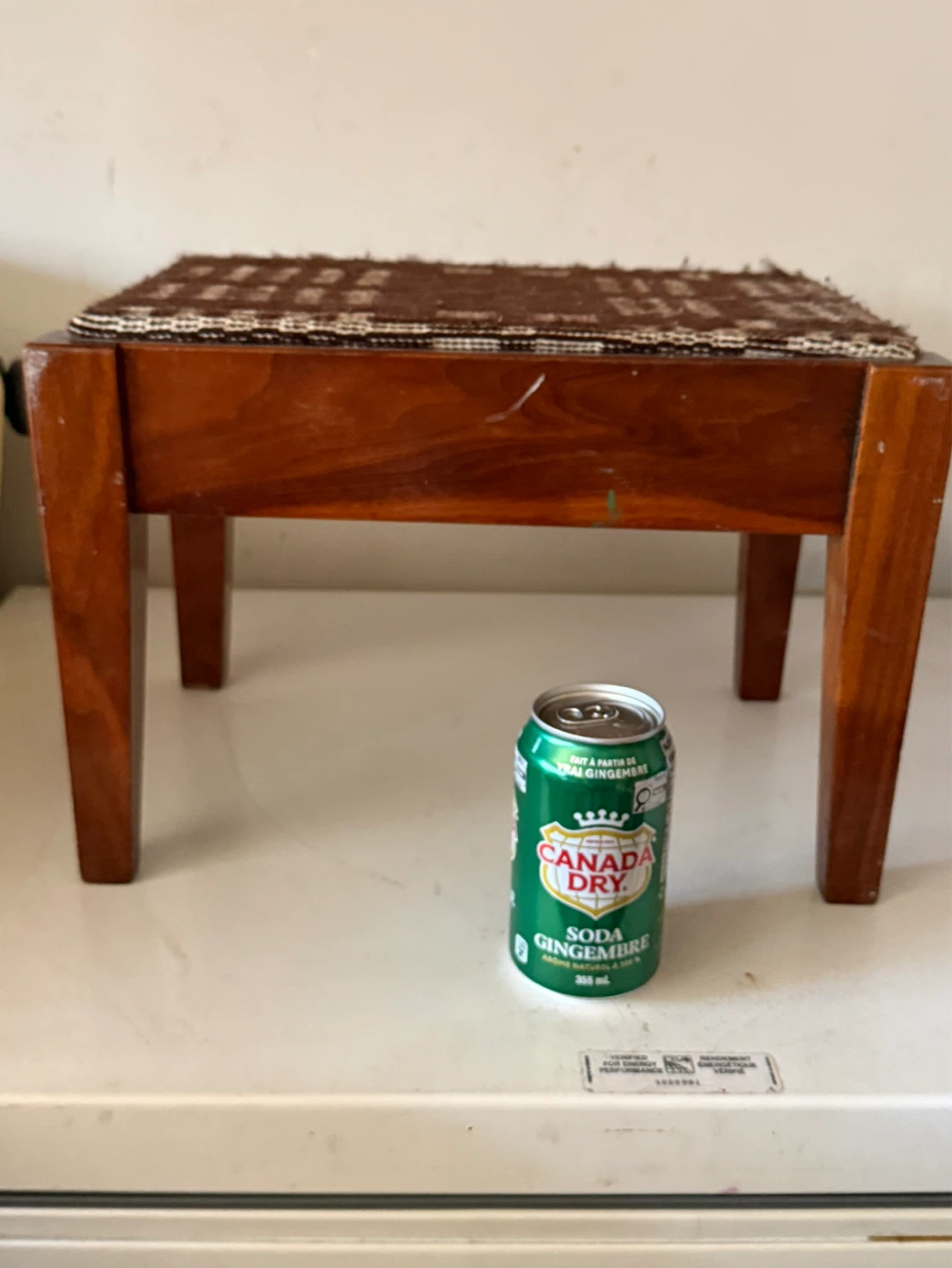 Wooden Footstool with Woven Top - photo 2
