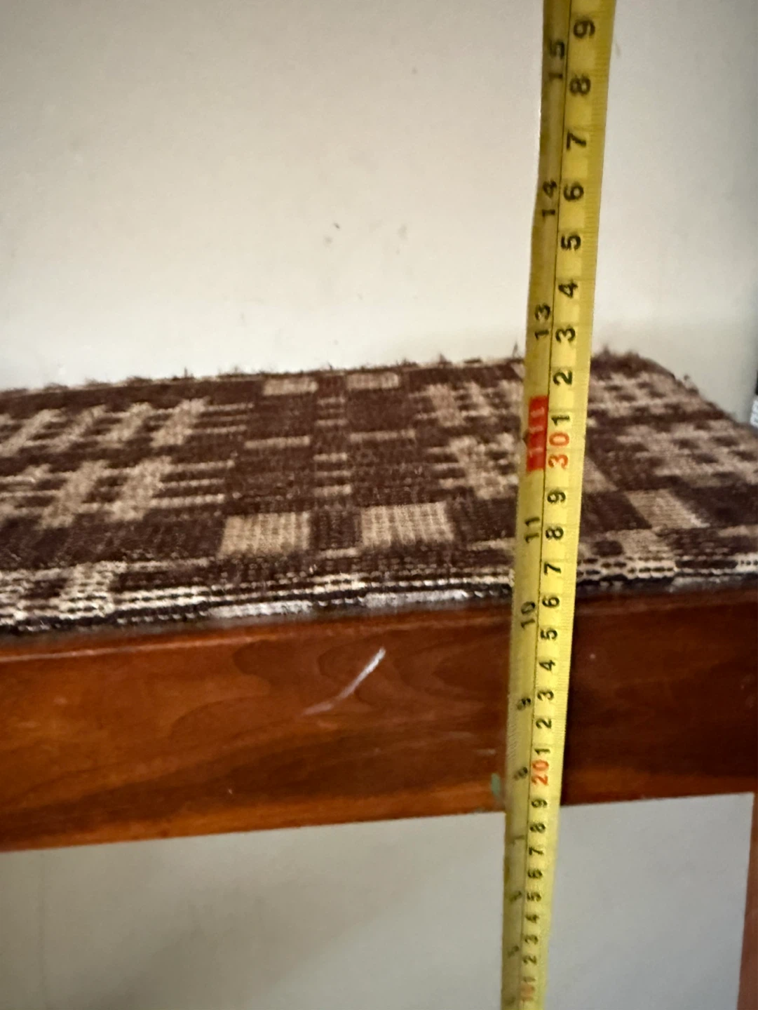 Wooden Footstool with Woven Top - photo 3