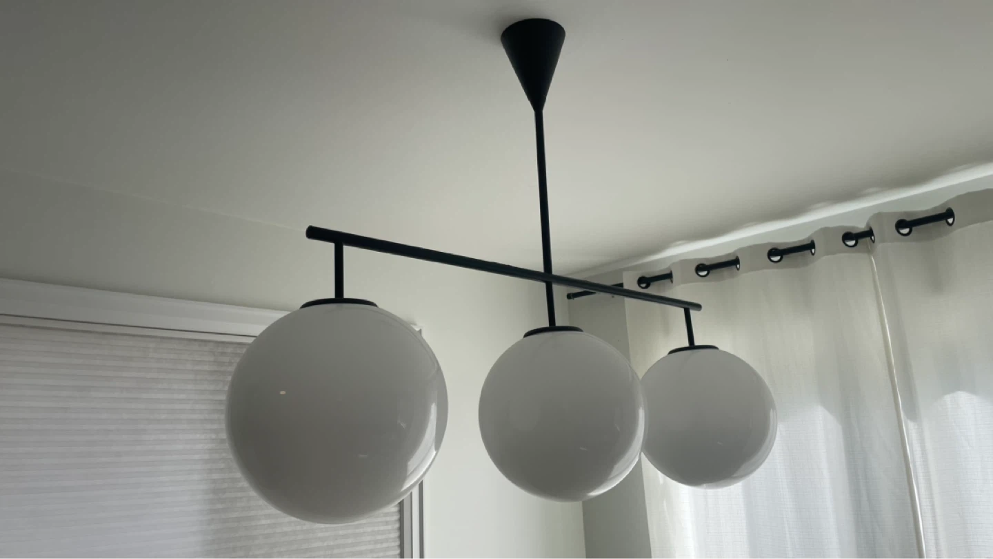 Black Chandelier with 3 Frosted Glass Globes - photo 2