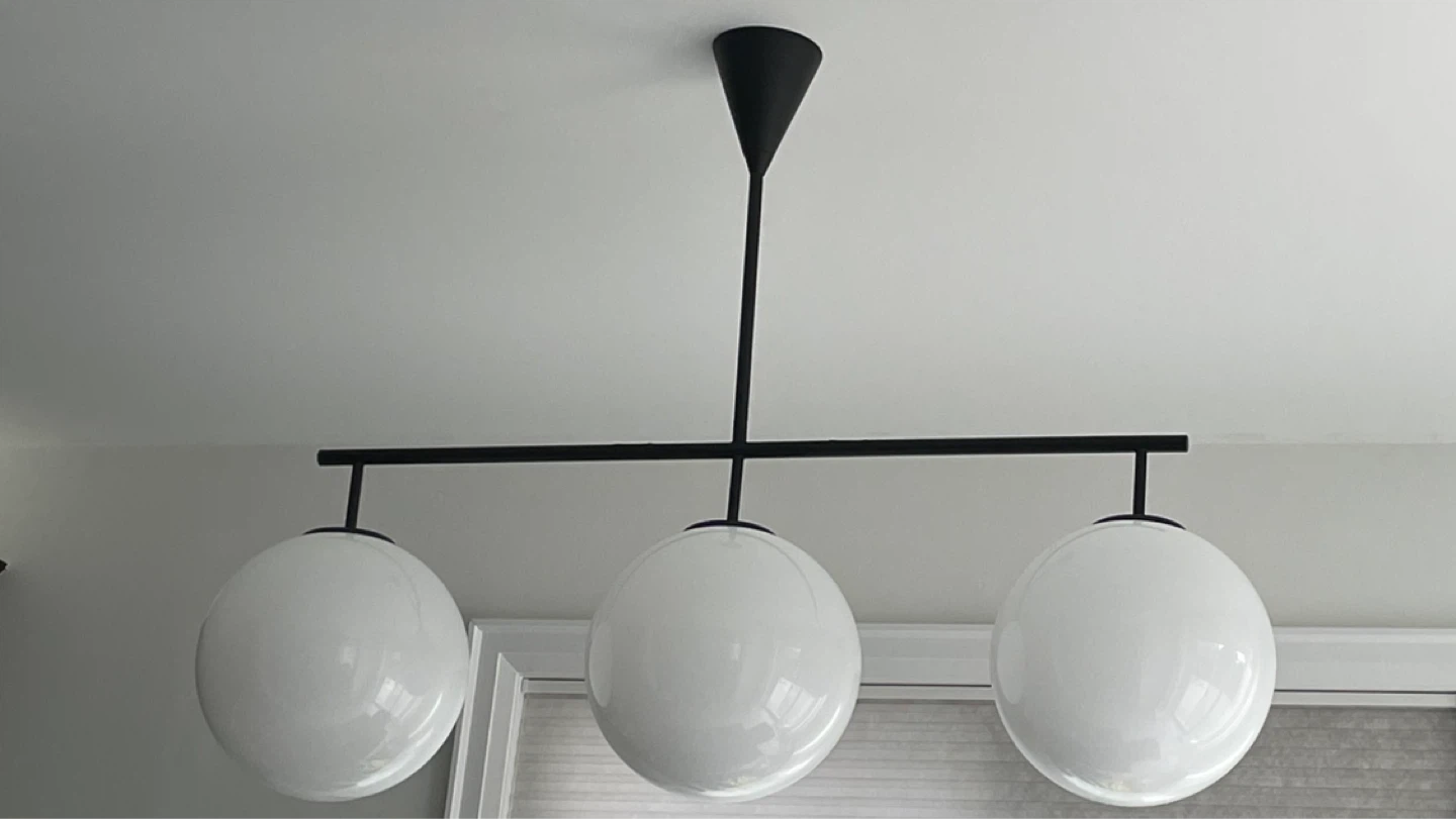 Black Chandelier with 3 Frosted Glass Globes - photo 3
