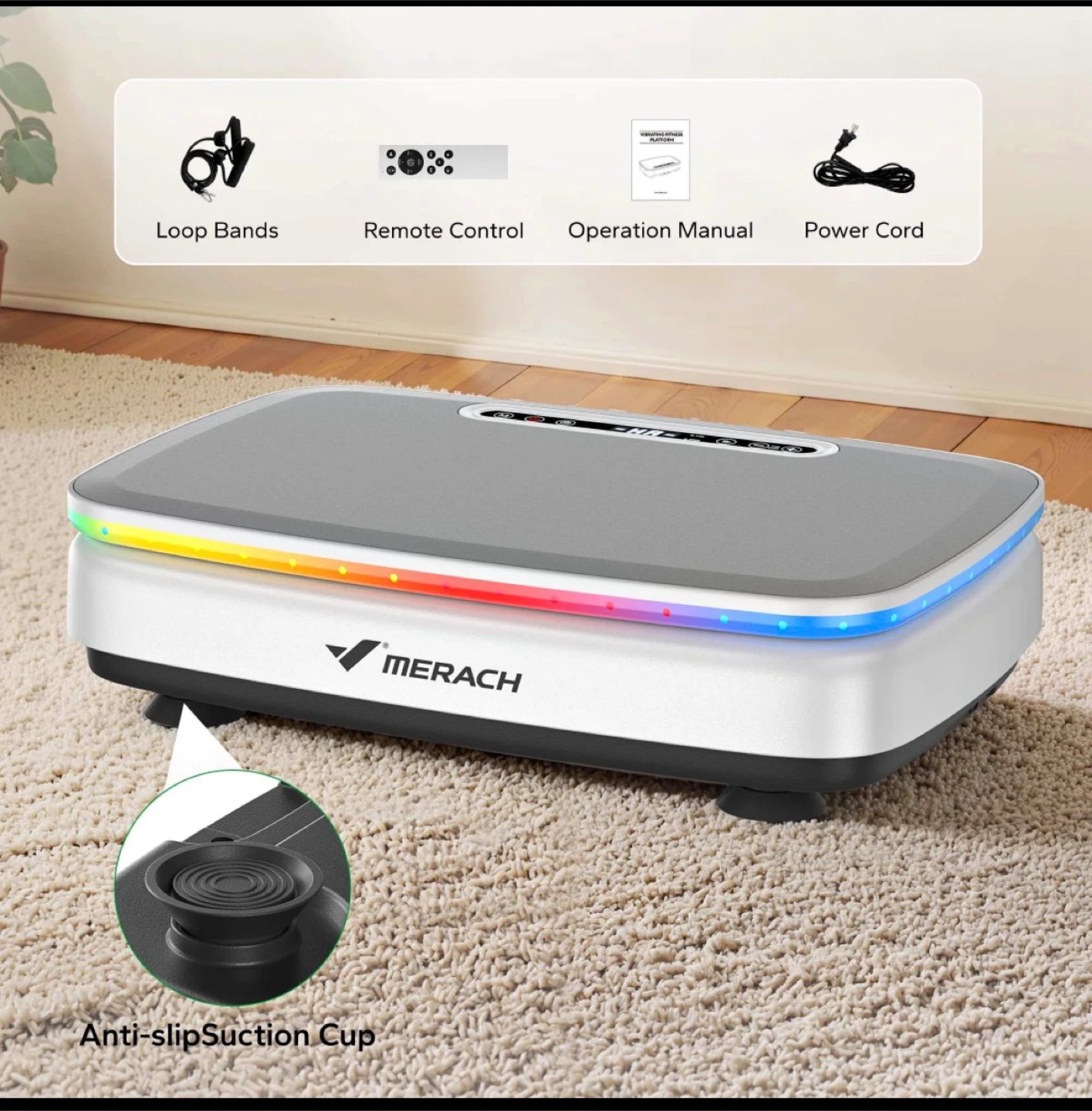 Merach Vibration Plate with Loop Bands & Remote