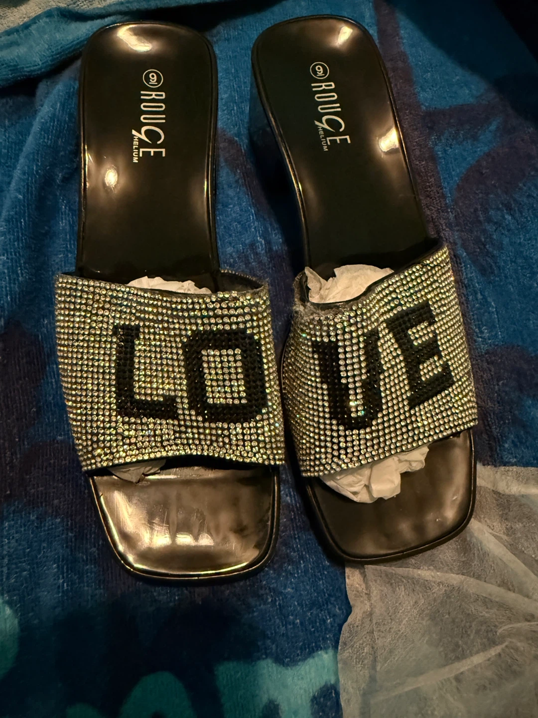 "LOVE" Rhinestone Slide Sandals Women's Size (Unknown)
