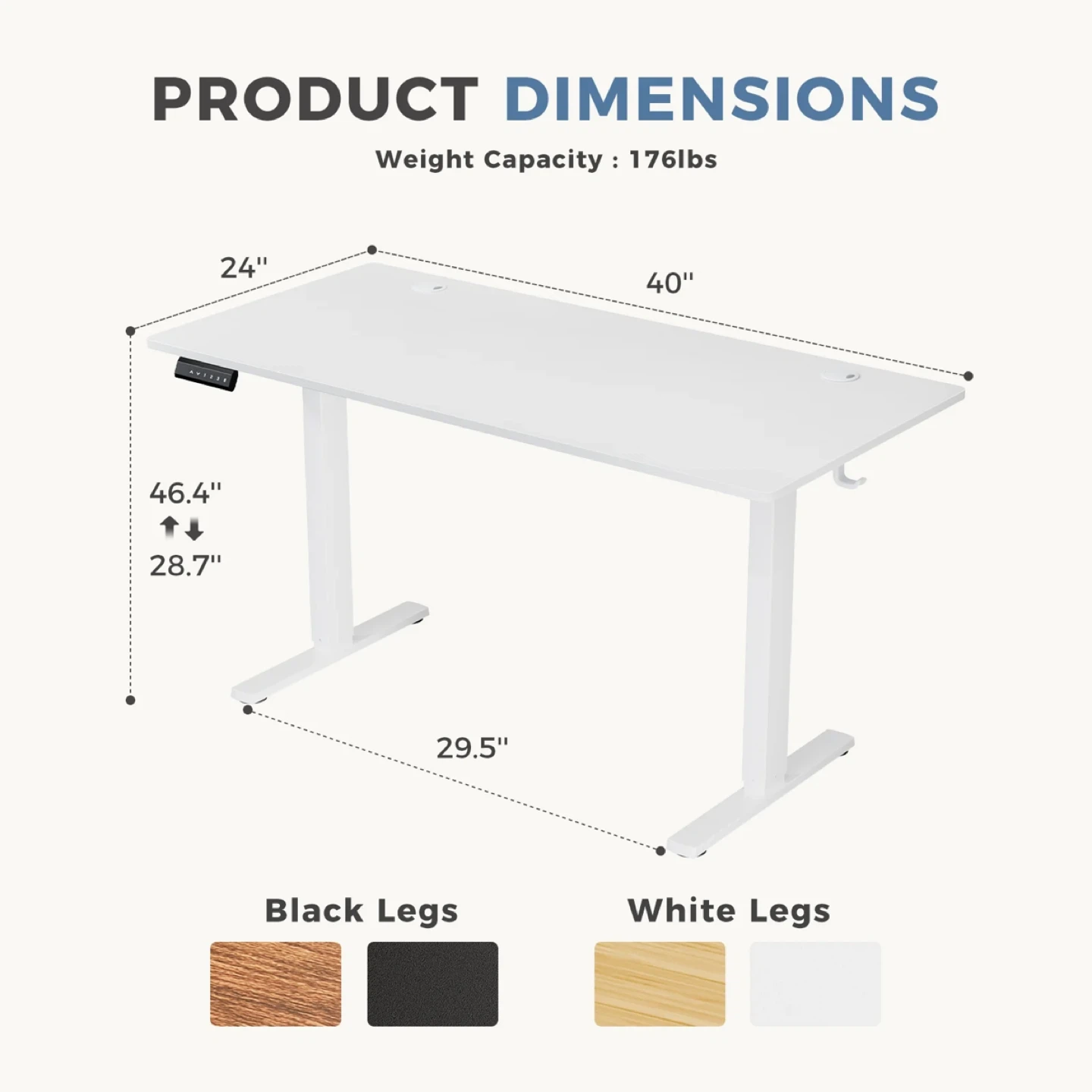 Edx Electric Standing Desk - 40" x 24" White - photo 3
