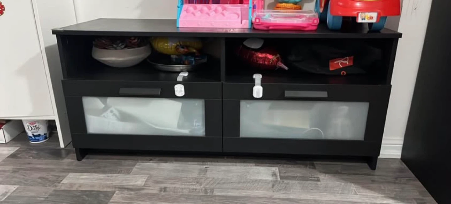 Black Media Console with 2 Drawers