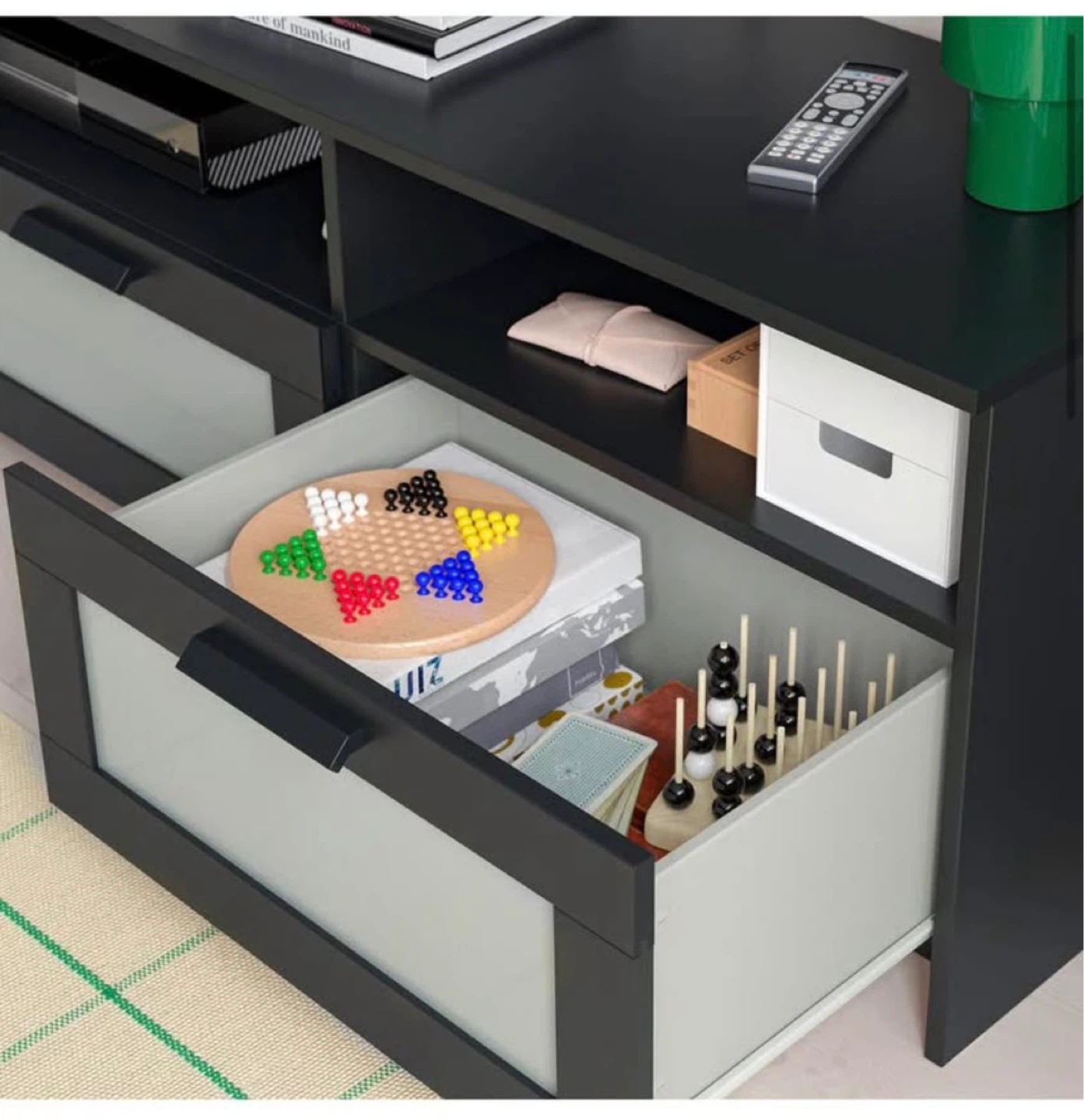 Black Media Console with 2 Drawers - photo 3