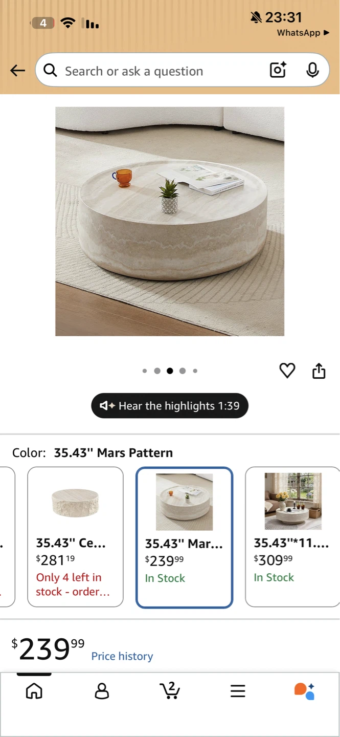 35.43" Mars Pattern Round Coffee Table - photo 3
