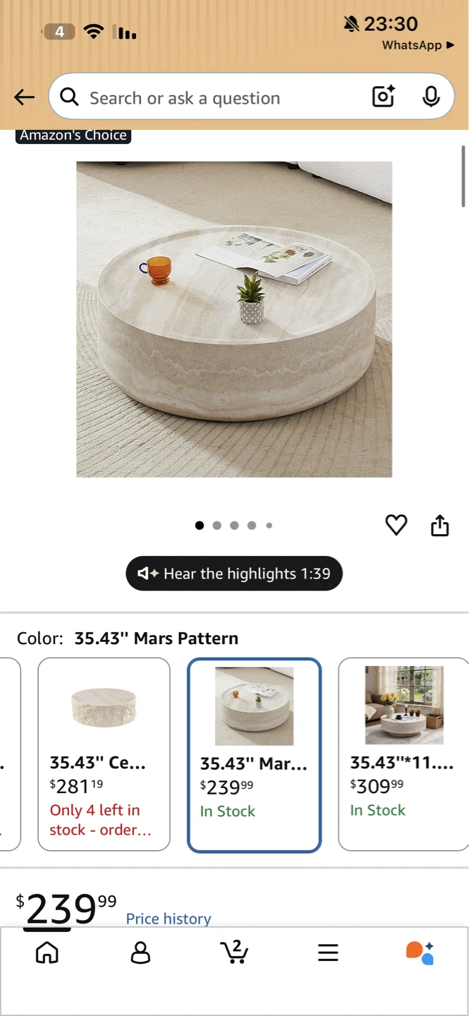 35.43" Mars Pattern Round Coffee Table - photo 5