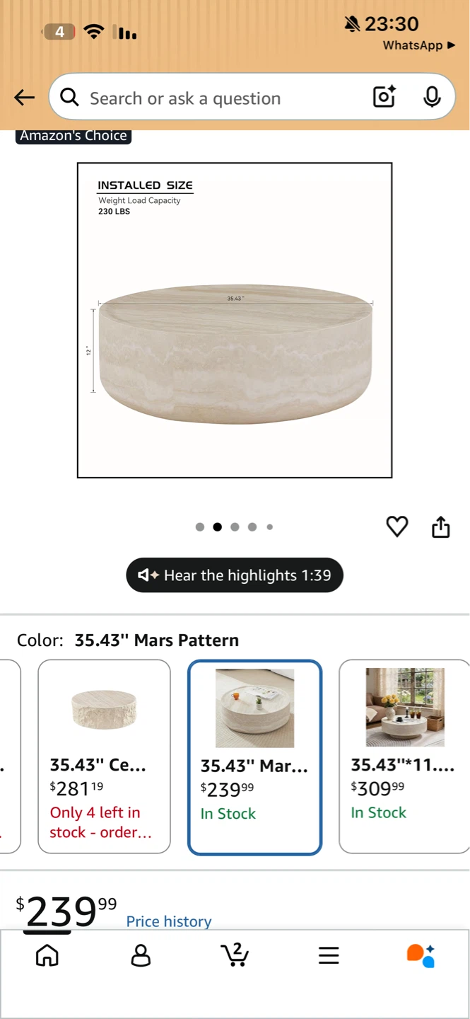35.43" Mars Pattern Round Coffee Table - photo 4