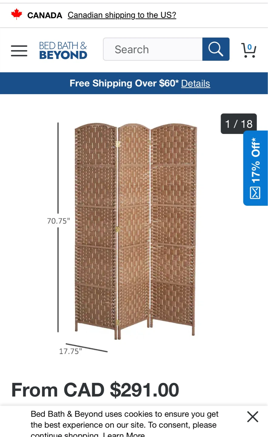 3-Panel Wicker Room Divider - Brown - photo 2