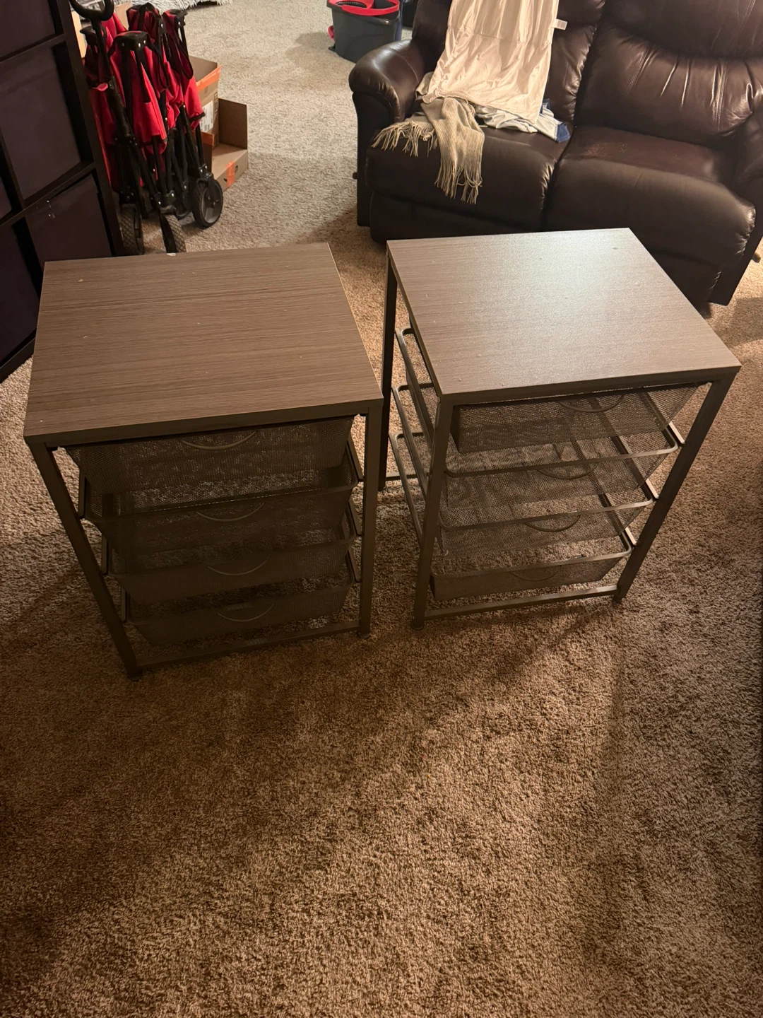Set of 2 Grey Storage Drawers