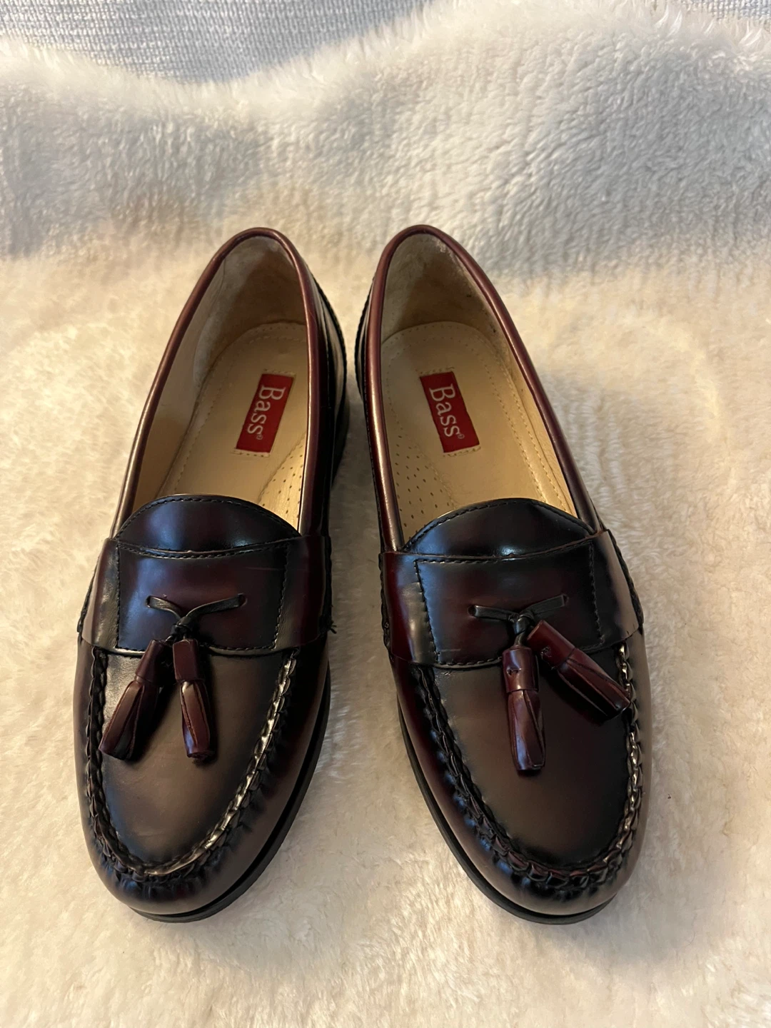 Bass Leather Tassel Loafer Shoes Burgundy