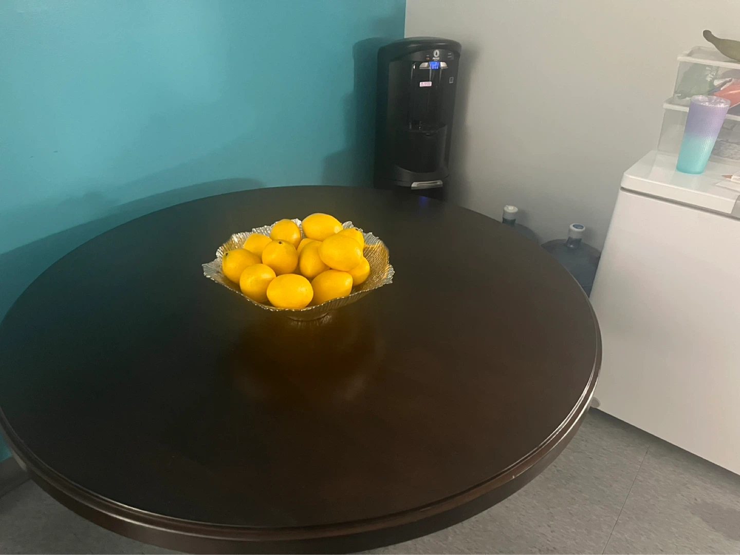 Dark Wood Round Dining Table