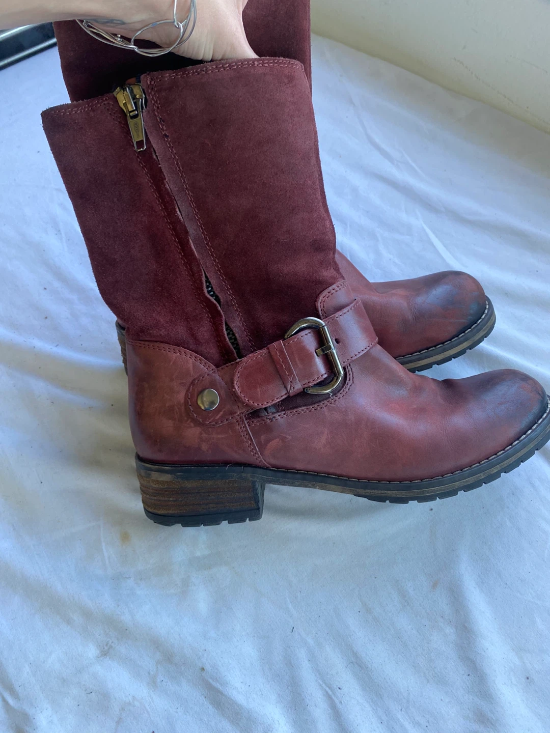 Clarks Burgundy Leather & Suede Boots - photo 3