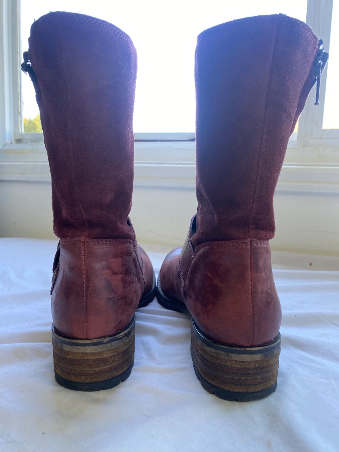 Clarks Burgundy Leather & Suede Boots - photo 2