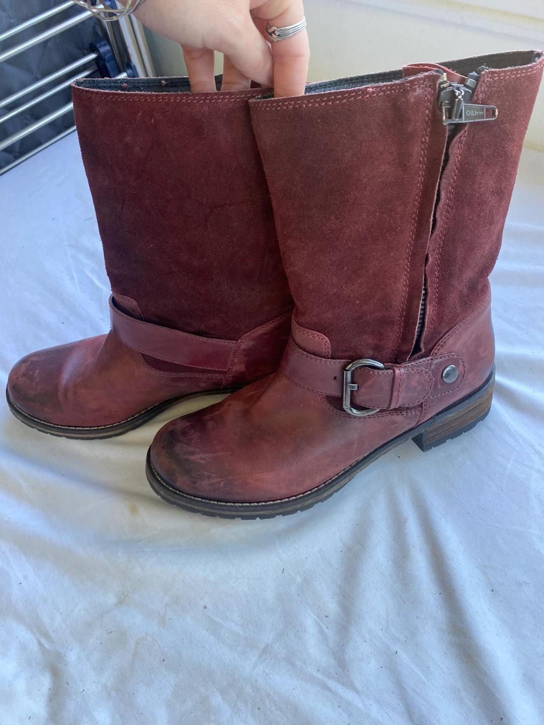 Clarks Burgundy Leather & Suede Boots - photo 4