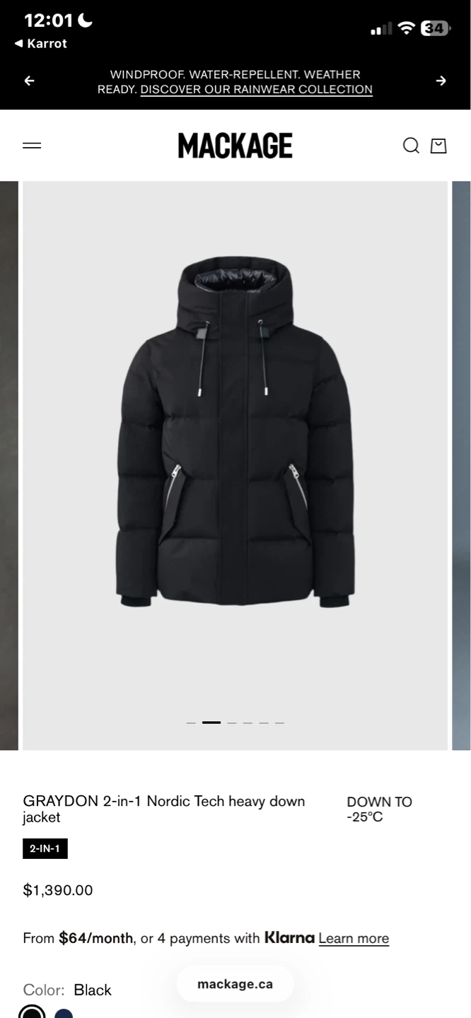 Mackage Black Puffer Jacket - photo 5