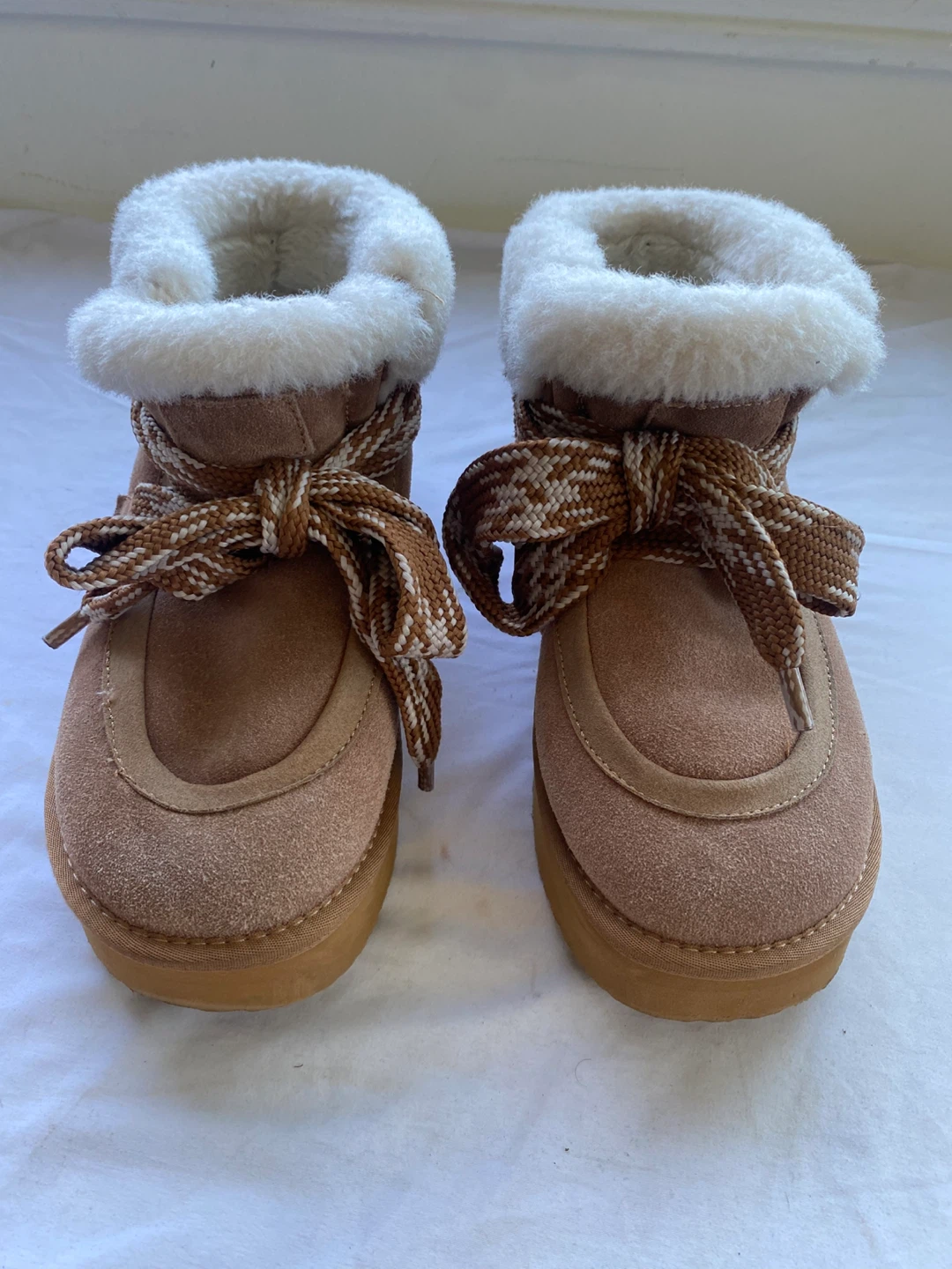 Brown Suede Shearling booties