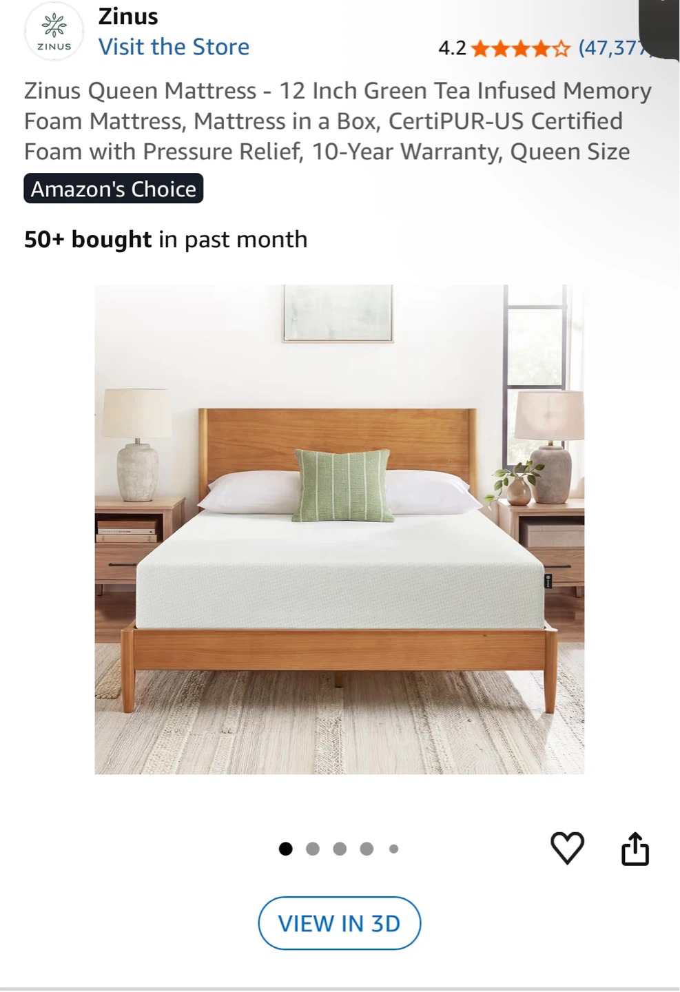 Zinus Queen 12 Inch Green Tea Memory Foam Mattress - photo 3
