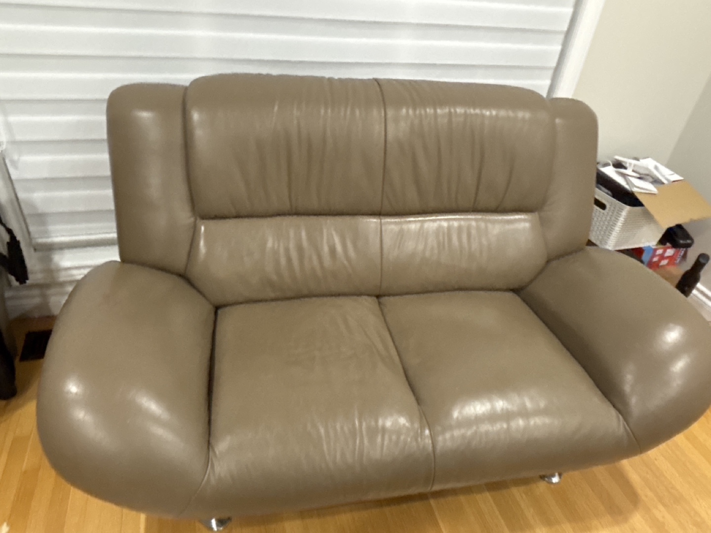 Tan Leather Loveseat Sofa