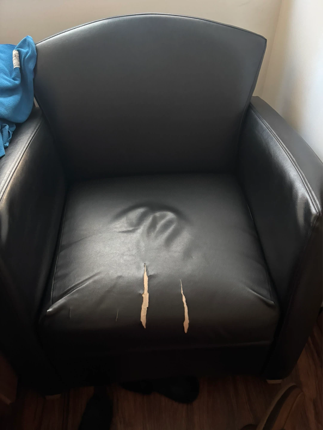 Black Faux Leather Armchair