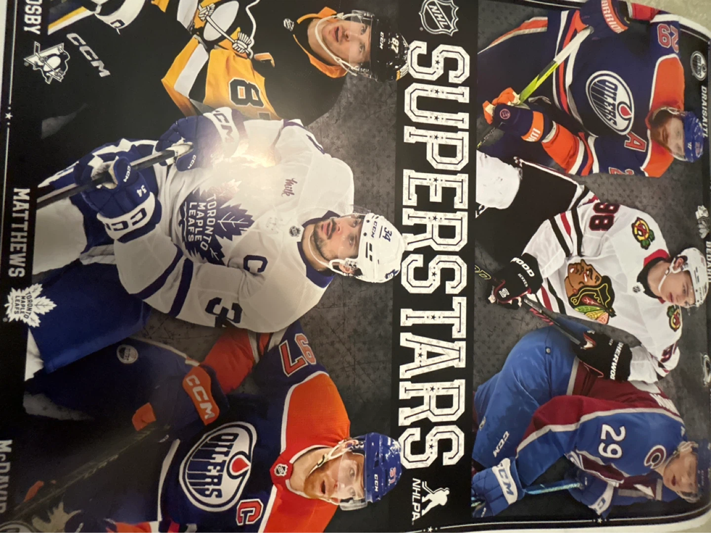 NHL Superstars Poster with Matthews, McDavid, Crosby, Bedard