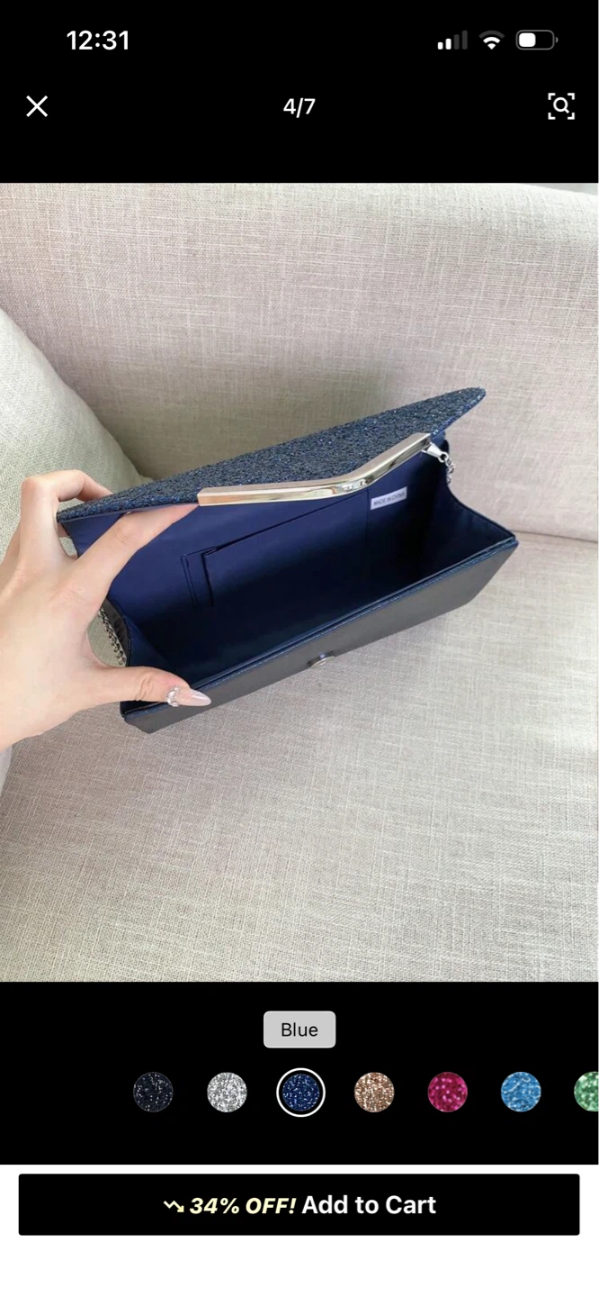 Sparkly Navy Blue Women's Clutch Purse